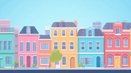 Naklejka premium Real estate investment infographic flat design side view property market theme animation colored pastel.