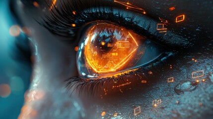 AI eye concept showing digital data inside iris. Suitable for technology concepts