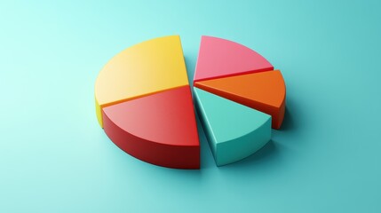 Obraz premium Savings and investment pie chart flat design top view personal finance theme 3D render triadic color scheme.