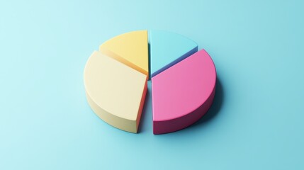 Obraz premium Savings and investment pie chart flat design top view personal finance theme 3D render triadic color scheme.