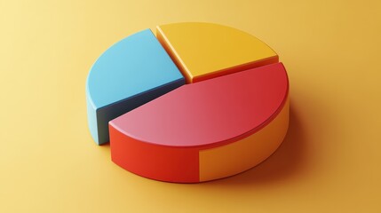 Obraz premium Savings and investment pie chart flat design top view personal finance theme 3D render triadic color scheme.