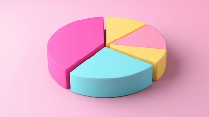 Obraz premium Savings and investment pie chart flat design top view personal finance theme 3D render triadic color scheme.