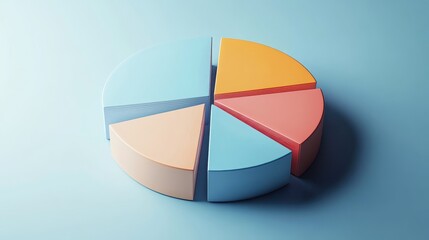 Obraz premium Savings and investment pie chart flat design top view personal finance theme 3D render triadic color scheme.