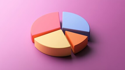 Obraz premium Savings and investment pie chart flat design top view personal finance theme 3D render triadic color scheme.