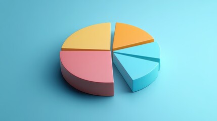 Obraz premium Savings and investment pie chart flat design top view personal finance theme 3D render triadic color scheme.