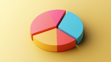 Obraz premium Savings and investment pie chart flat design top view personal finance theme 3D render triadic color scheme.