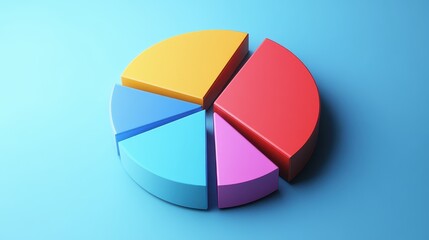 Obraz premium Savings and investment pie chart flat design top view personal finance theme 3D render triadic color scheme.