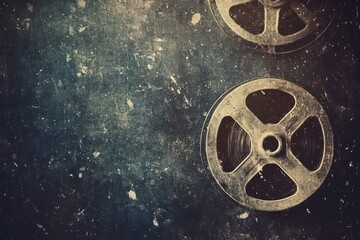 Old film reels on grunge background, nostalgic movie concept