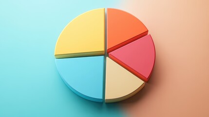 Obraz premium Savings and investment pie chart flat design top view personal finance theme 3D render triadic color scheme.
