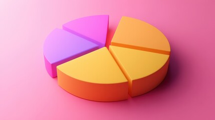 Obraz premium Savings and investment pie chart flat design top view personal finance theme 3D render triadic color scheme.