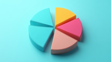 Obraz premium Savings and investment pie chart flat design top view personal finance theme 3D render triadic color scheme.