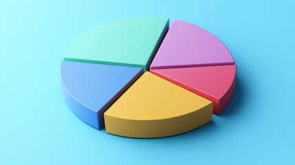 Obraz premium Savings and investment pie chart flat design top view personal finance theme 3D render triadic color scheme.