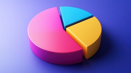 Obraz premium Savings and investment pie chart flat design top view personal finance theme 3D render triadic color scheme.