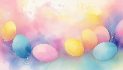 A soft watercolor background featuring subtle splashes of pastel pink, yellow, and blue, resembling a dreamy, ethereal atmosphere, ideal for artistic designs and creative projects.