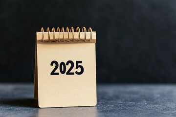 A minimalist desk calendar showing January 1st, 2025 with space around for text overlay