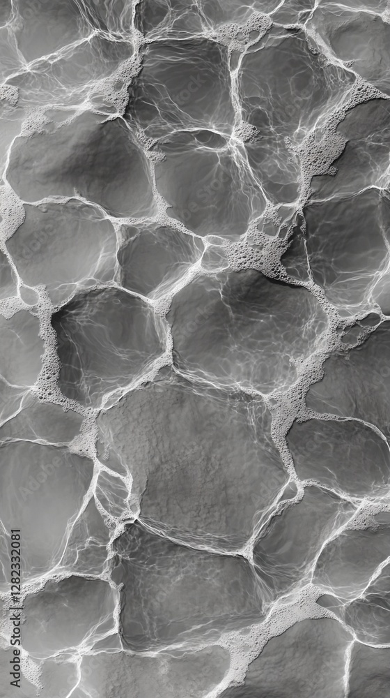 Poster grayscale image of water surface with ripples and foam