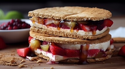Flavor-Packed Churro Ice Cream Sandwich Featuring Seasonal Fruit and Crunchy Toppings