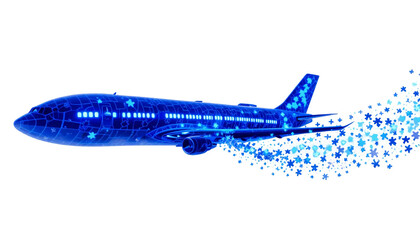 logo Airplane on a Clear Blue Sky PNG, Transparent Background for Travel Designs, Aviation Concepts, and Flight-Themed Illustrations