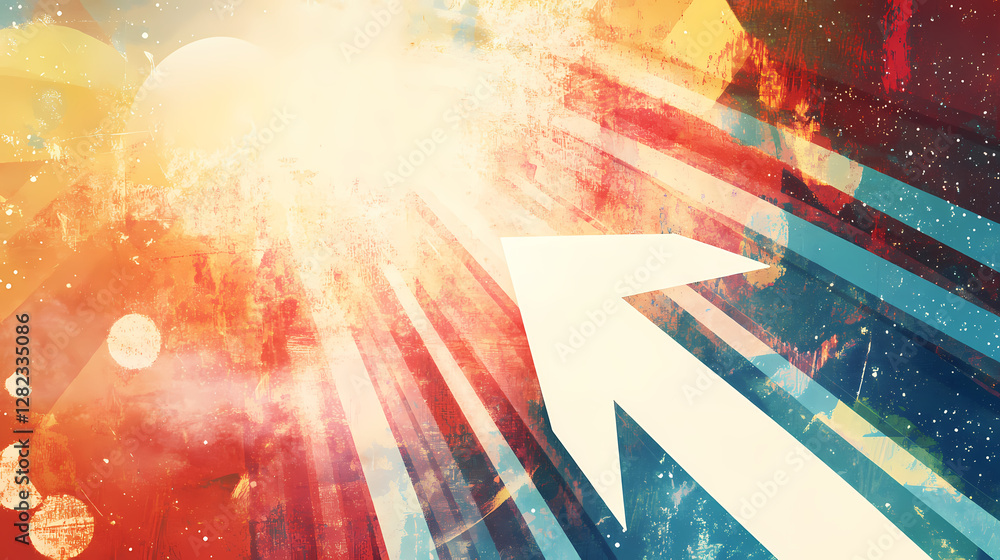 Poster arrow pointing forward: a vibrant, abstract depiction of a forward-pointing arrow, symbolizing progr