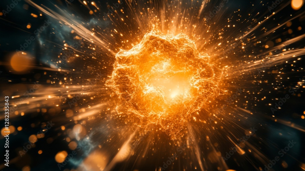 Aufkleber abstract golden explosion with sparkles and dynamic particle background