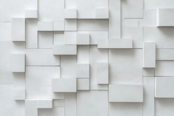 White abstract rectangular cubes forming a geometric pattern