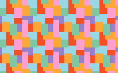 Abstract geometric background. Bright seamless pattern with geometric figures of different colors. Background for web, printing on surfaces, fabric and paper. Poster, flyer.
