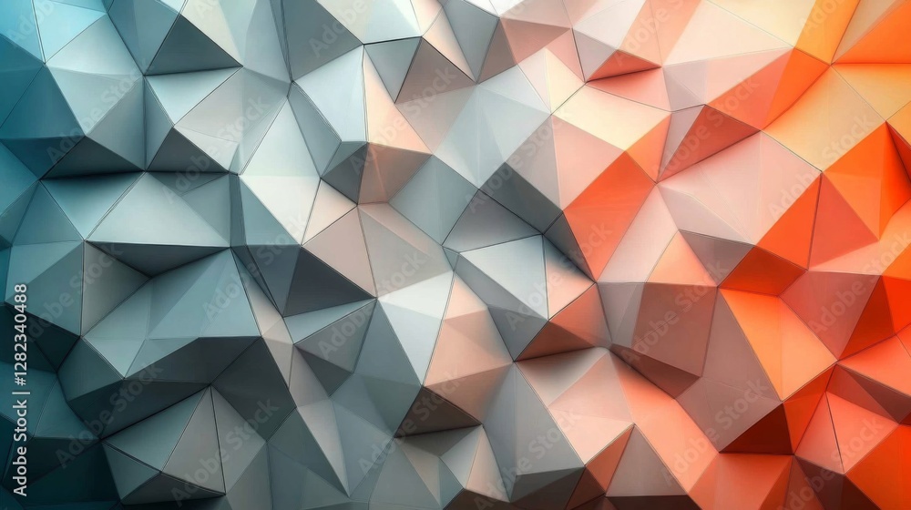 Poster abstract polygonal background with blue and orange gradient texture design
