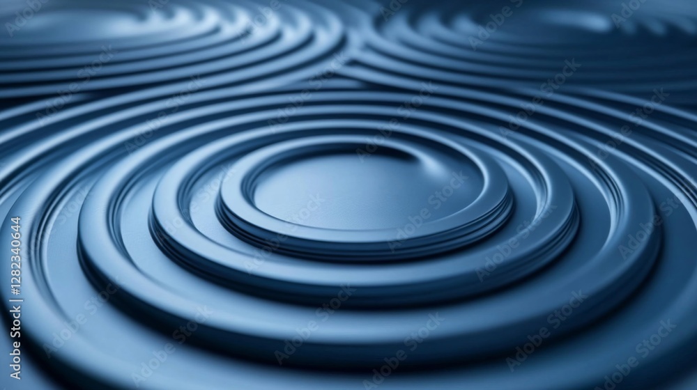 Aufkleber blue concentric circular shapes art design pattern background with swirl ornament