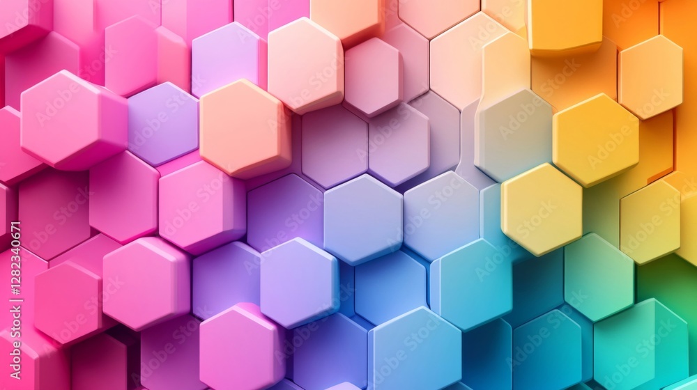 Aufkleber abstract honeycomb pattern with vibrant pastel colors and 3d rendering