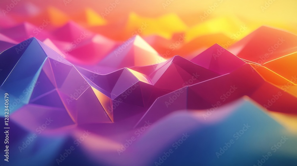 Poster colorful geometric abstract with triangle pattern and gradient lighting effect