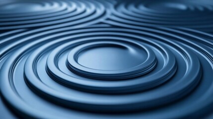 Blue Concentric Circular Shapes Art Design Pattern Background with Swirl Ornament