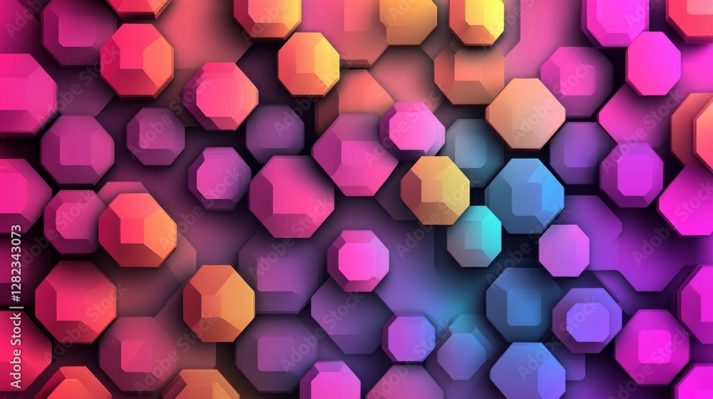Aufkleber abstract geometric background with colorful honeycomb pattern in gradient colors