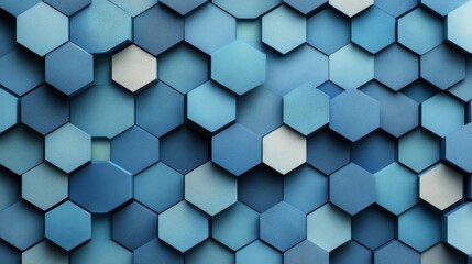 Naklejka premium Abstract Blue Hexagon Pattern Background with Geometric Texture and Surface Design