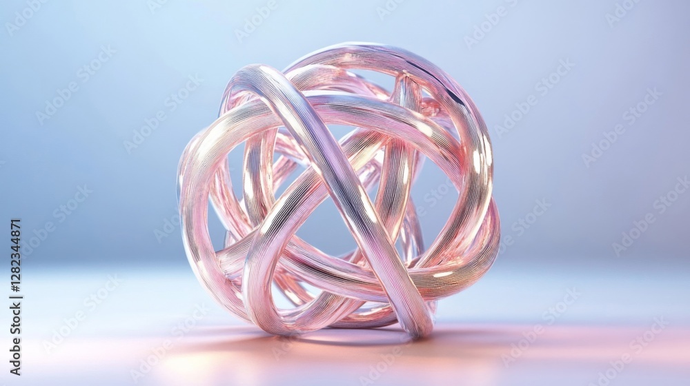 Aufkleber abstract metallic sphere knot with intricate texture and soft light on smooth surface