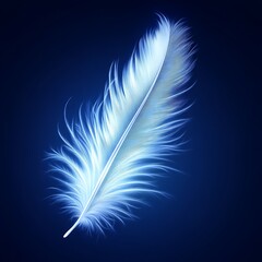 Glowing white feather on dark background