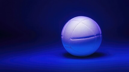 Fototapeta premium Official volleyball ball resting on a deep blue background, sharp details, high-resolution sports image, no people