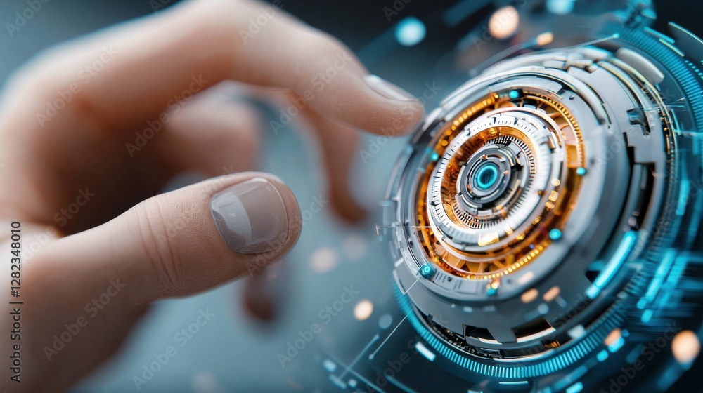 Poster cybernetic mechanism with rotating gears