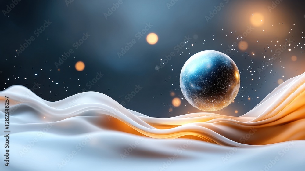 Poster abstract floating sphere in futuristic background