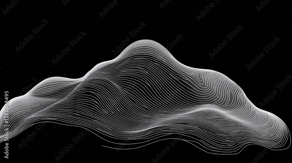 Poster monochrome abstract wavy lines background design with striped geometric pattern