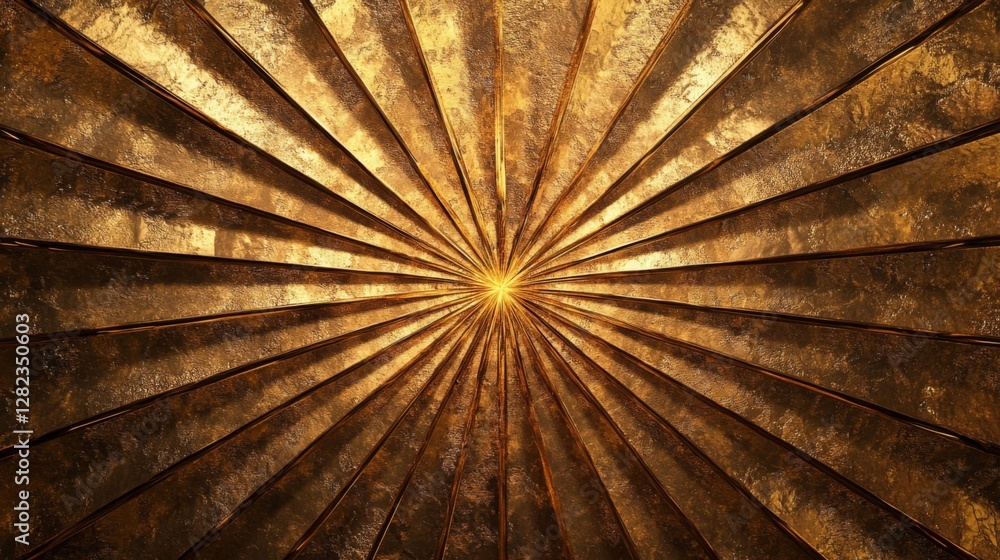 Poster abstract golden sunburst pattern with radial metallic rays texture background