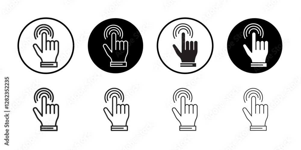 Poster hand click icon simple outline vector logo