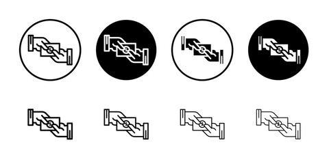 Obraz premium Hand money exchange icon Simple outline vector logo