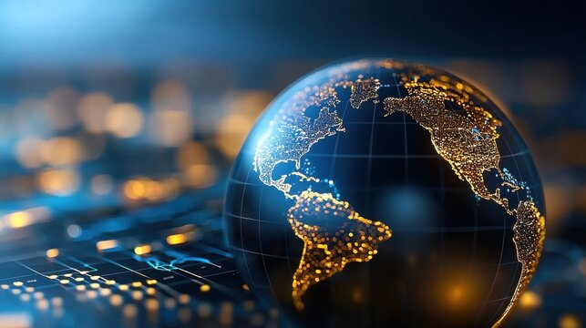 Realistic Spinning Holographic Earth Globe Visual