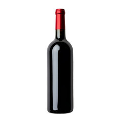 a red wine bottle in a completely white background