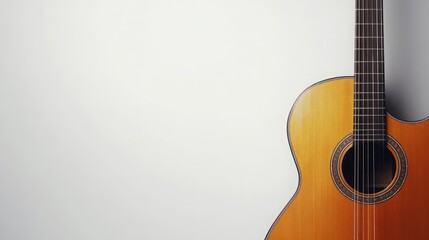 gitar akustik di latar belakang putih