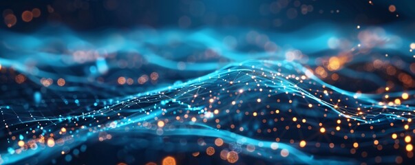 A blue wave with orange dots