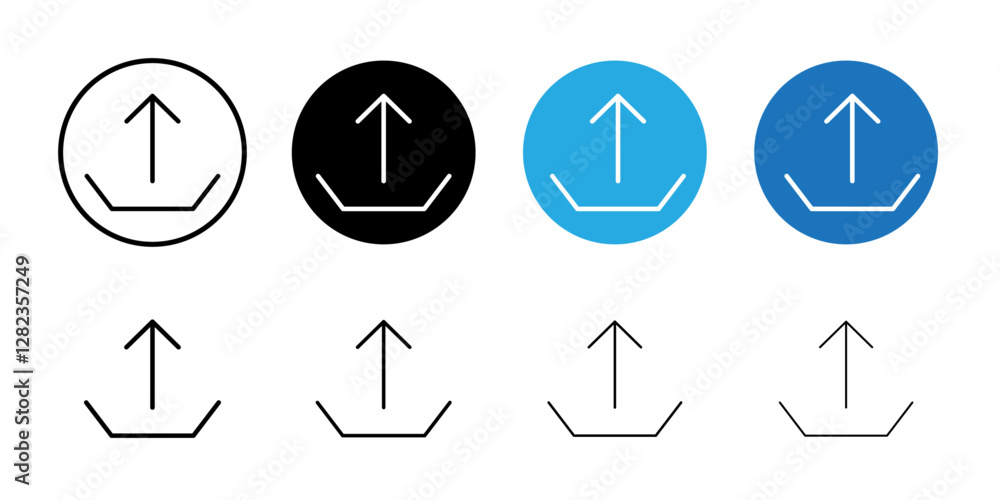 Poster upload arrow icon simple outline vector logo