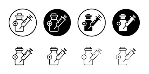 Vaccine vial icon Simple outline vector logo