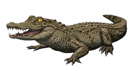Fototapeta premium Young Crocodile Illustration Realistic Reptile Art Print