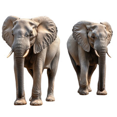 Obraz premium Two African Elephants Walking Together in Natural Habitat Environment